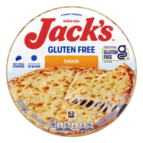 Front Center view of JACK'S Gluten Free Crust Cheese Frozen Pizza 14.2oz Pack product.