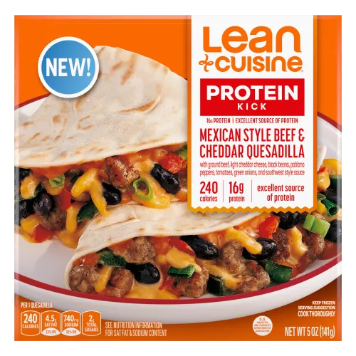 Front Center view of Lean Cuisine Loaded Beef Taco Quesadilla NET WT 5 oz (141 g) product.