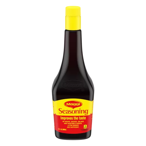 Front view of packaging for MAGGI Asian Seasoning 800ml with a bright yellow and red label that reads Seasoning.