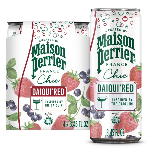 Front Center view of Maison Perrier Chic Daiqui'Red, 8.45 FL OZ Can (4 Count) 4-8.45 FL OZ (250 mL) CANS (33.8 FL OZ [1.06 QT] [1 L] TOTAL) product.