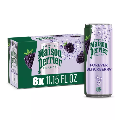 Front view of Maison Perrier Blackberry Flavored Sparkling Water 11.15 FL OZ Can 8 Pack.