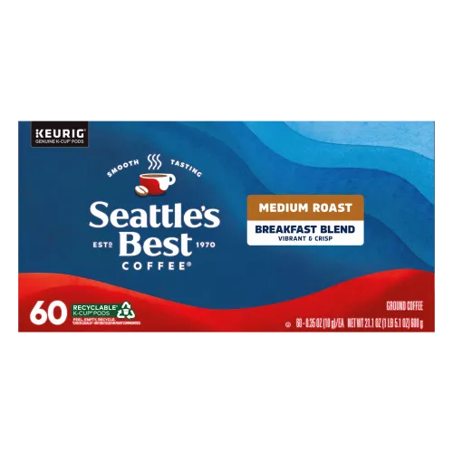 Front Center view of SEATTLE'S BEST COFFEE Breakfast Blend 60 Count Coffee Pods 21.1oz Case product.