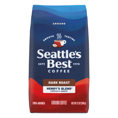Front Center view of SEATTLE'S BEST COFFEE Henry's Blend Ground Coffee 12oz Bag product.