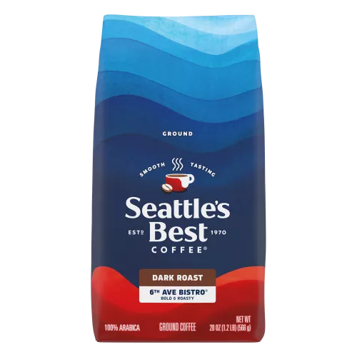Front Center view of SEATTLE'S BEST COFFEE 6th Ave Bistro Ground Coffee 20oz Bag product.