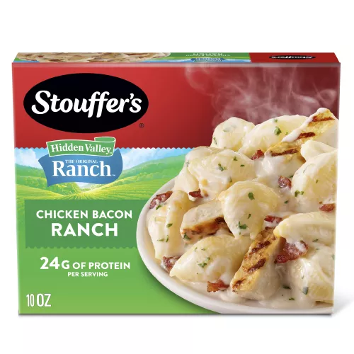 Front Center view of STOUFFER'S Frozen Meal Chicken Bacon Ranch Pasta 10oz Box NET WT 10 OZ (283g) product.