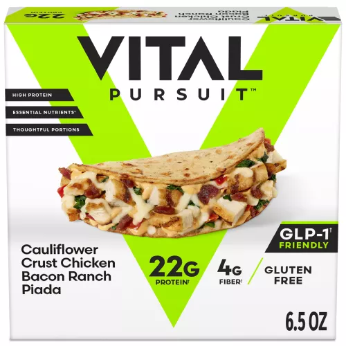 Front Center view of VITAL PURSUIT Frozen Meal Cauliflower Chicken Bacon Ranch 6oz Box NET WT 6.5 oz (187 g) product.