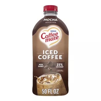 Front Center view of COFFEE MATE Iced Coffee Mocha 50 fl oz Bottle 50 FL OZ (1.56 QT) 1.47 L product.