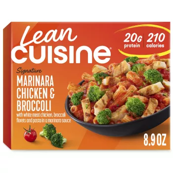 Vista frontal centrada de caja de LEAN CUISINE Frozen Meal Marinara Chicken Broccoli de 8.9oz/PESO NETO 8.9oz (253g)
