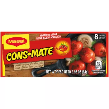 Front Center view of Maggi Consomate Tomato and Chicken Flavor Concentrate NET WT 2.96 OZ (84 g) product.