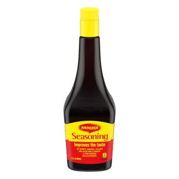 Front view of packaging for MAGGI Asian Seasoning 800ml with a bright yellow and red label that reads Seasoning.