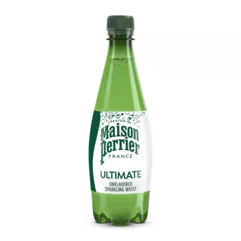 Front view of Maison Perrier Sparkling Water, 16.9 FL OZ Plastic Water Bottle.