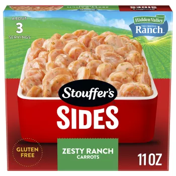 Front Center view of STOUFFER'S ZESTY RANCH CARROTS NET WT 11 oz (311 g) product.