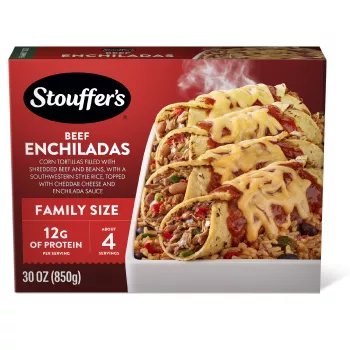 Front Center view of Stouffer's Beef Enchilada Frozen Entrée NET WT 30 oz (1 lb 14 oz) 850 g product.