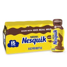 15 count pack of Nesquik Chocolate Lowfat Milk cartons featuring silhouette of the Nesquik bunny’s head