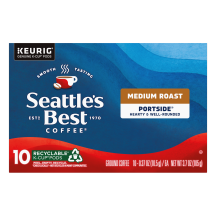 Front Center view of SEATTLE'S BEST COFFEE Portside Blend Ground Coffee K-Cup Pods 10 Count 3.7oz Box product.