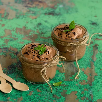 Mousse de chocolate y menta navideña