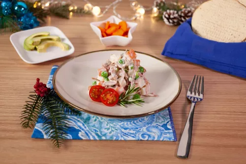 Russian salad with turkey