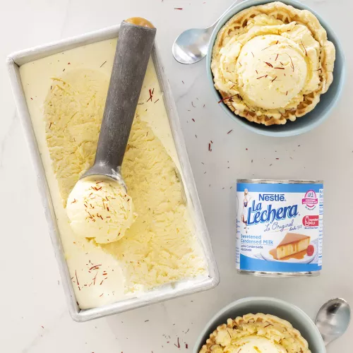 No Churn Saffron Ice Cream