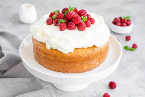 Tres Leches Cake with Raspberries