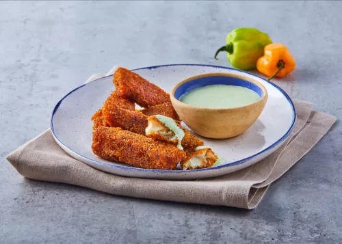 Dedos de pescado con dip de habanero