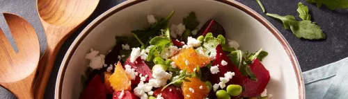 Beet Salad with Orange, Edamame and Goat Cheese