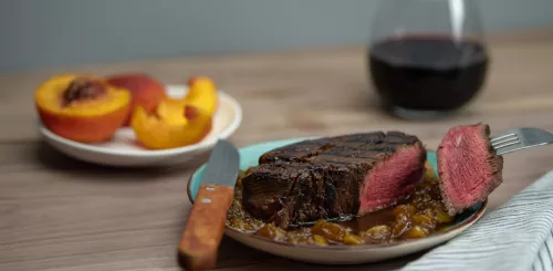 Beef Tenderloin Steaks with Peach Whiskey Sauce