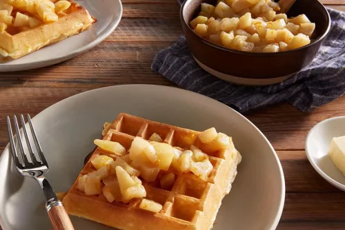 Belgian Waffles with Spiced Pear Compote