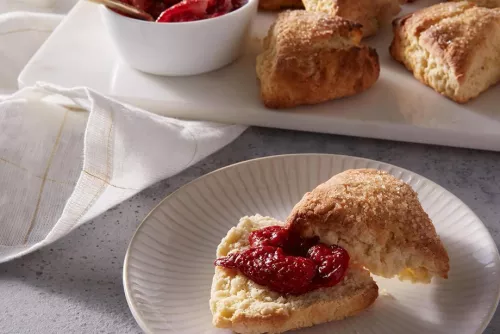 Sweet Cream Scones with Roasted Strawberries