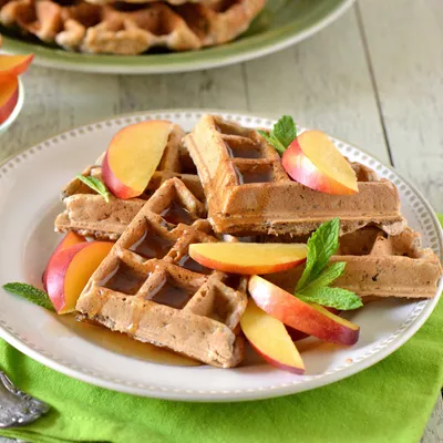 Multigrain Waffles with Nectarines