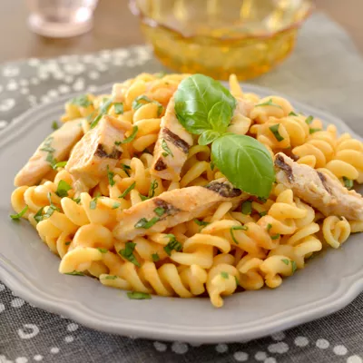 Pasta with Creamy Chipotle Peach Sauce