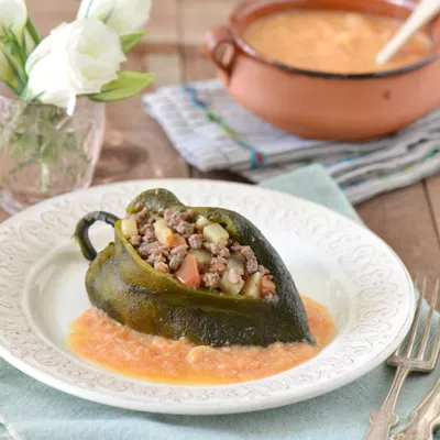 Chiles Rellenos with Creamy Tomato Sauce
