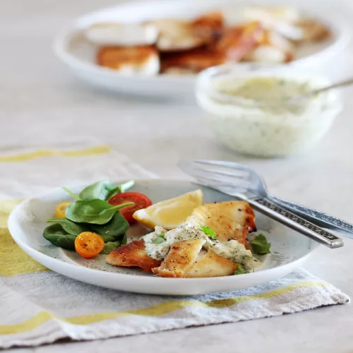 Tilapia with Cilantro and Green Chile Cream Sauce