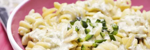 Pasta with Creamy Poblano Chile Sauce Long Right