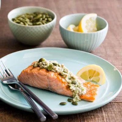 Pan-Fried Salmon with Creamy Nutty Sauce