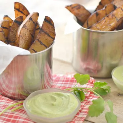 Grilled Potato Wedges with Dipping Sauces