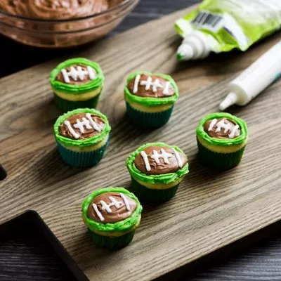 Dulce de Leche-Filled Football Cupcakes