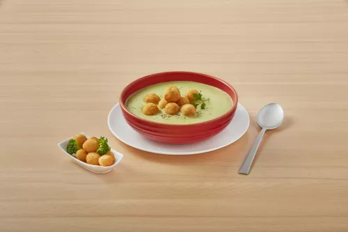 Broccoli cream with potato balls