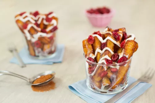 Plátanos fritos con crema