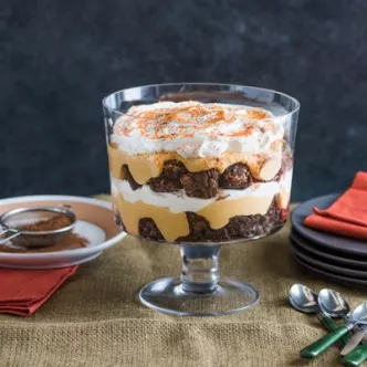 Trifle de Mousse de Calabaza con Brownies