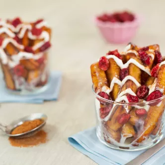 Plátanos fritos con crema