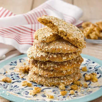 Galletones de Avena, Manjar y Nueces sin Gluten