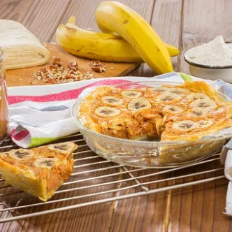 Pay de plátano y dulce de leche