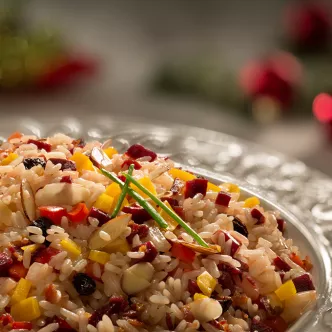 Arroz Navideño con Tocineta y Remolacha