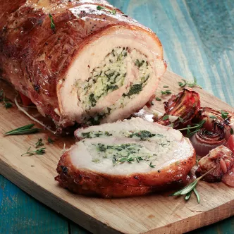 Lomo de Cerdo Relleno de Arroz y Espinaca