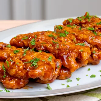 deditos de pollo glaseados