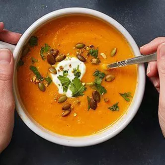 Creamy Roasted Sweet Potato Soup Long Right