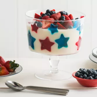 4th of July Stained Glass Gelatin Topped with Fresh Berries