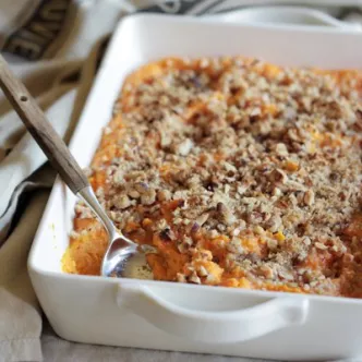 Sweet Potato Casserole with Hazelnut Crumble