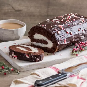 Easy Peppermint Mocha Roll Cake