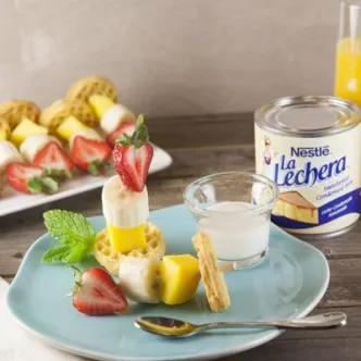 Fruit & Waffle Breakfast Skewers